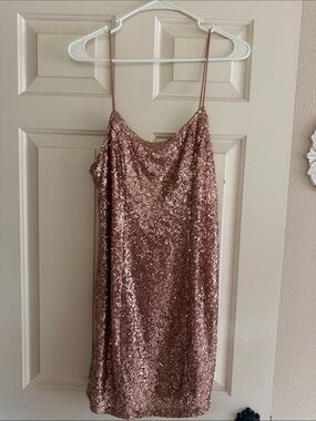 NWT Lulus Rose Gold Sparkly Mini Dress